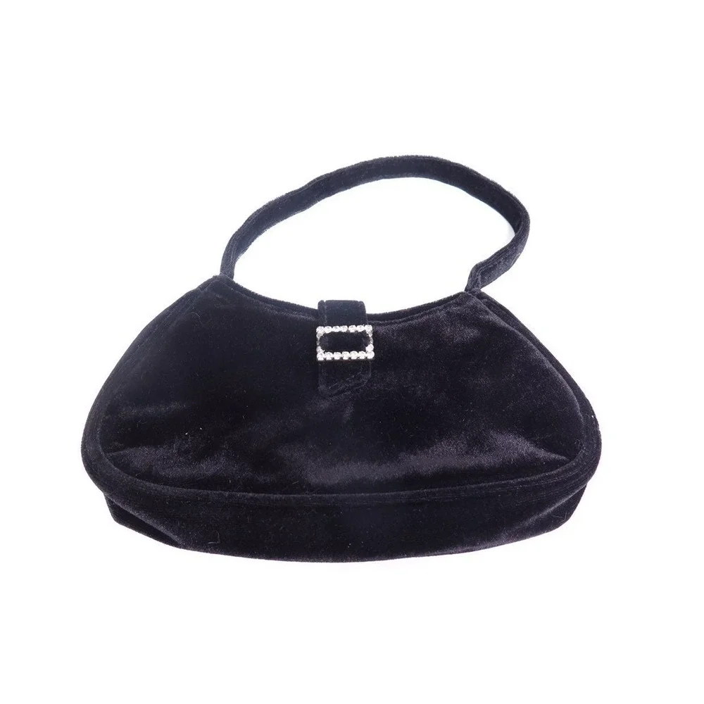 Black‎ Velvet Rhinestone Evening Bag